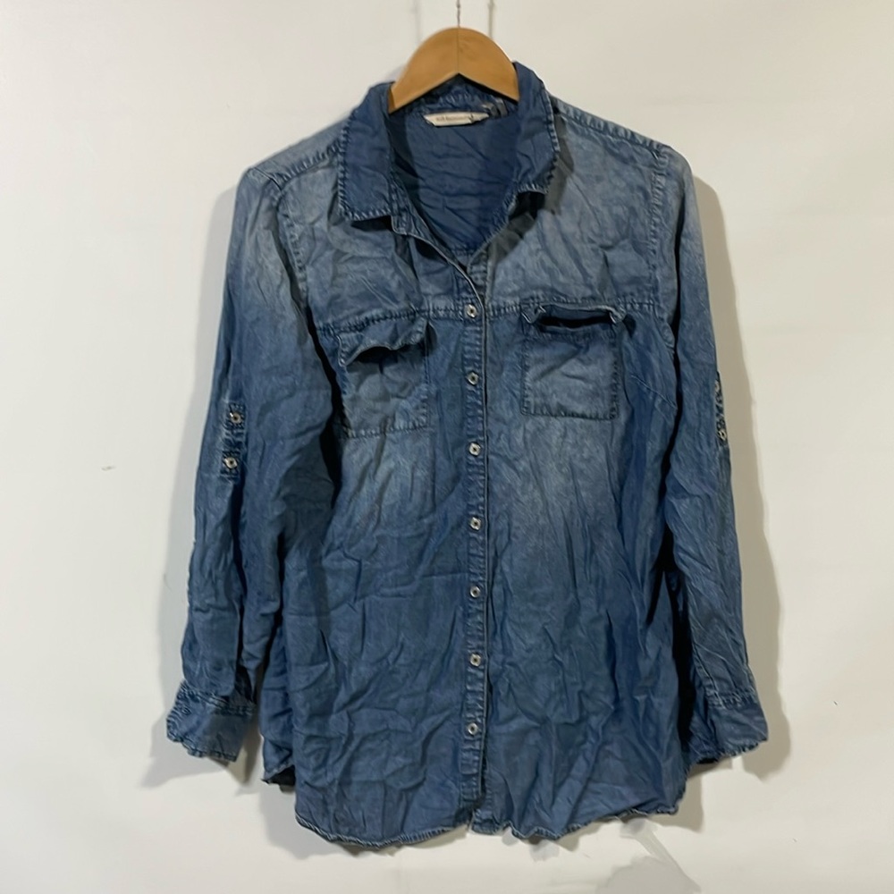 Soft Surroundings Blue Washed Button-Down Shirt